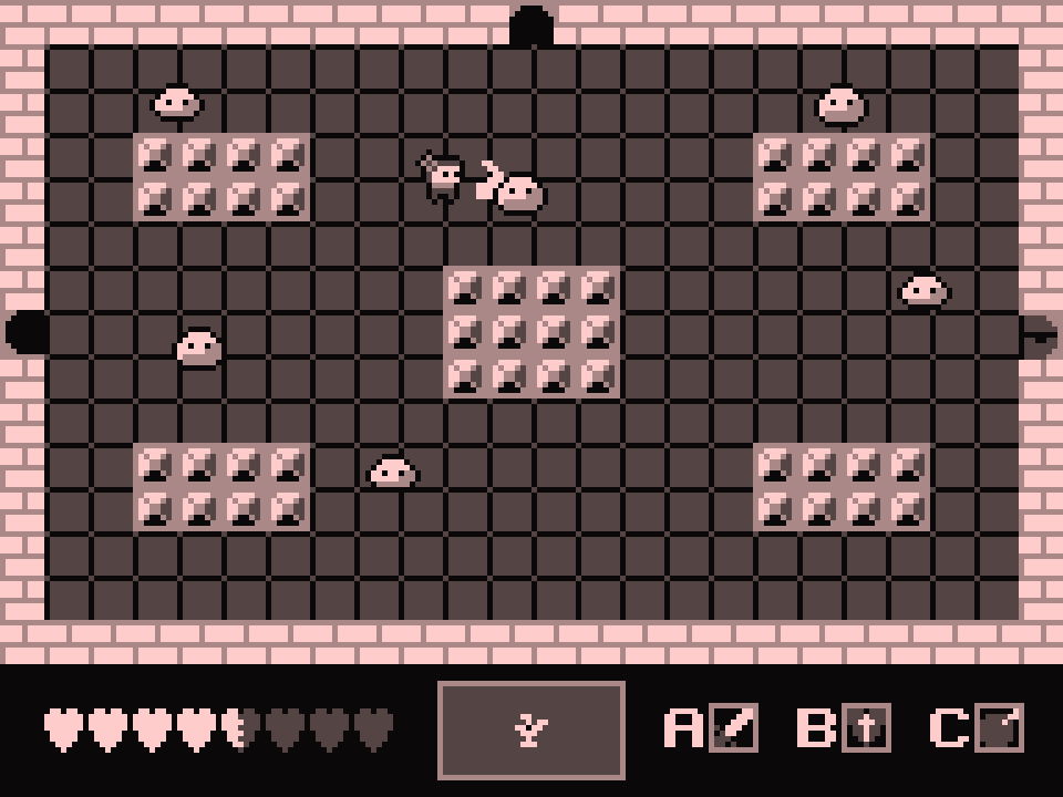 A videogame screenshot of an adventurer fighting slime monsters in a dungeon