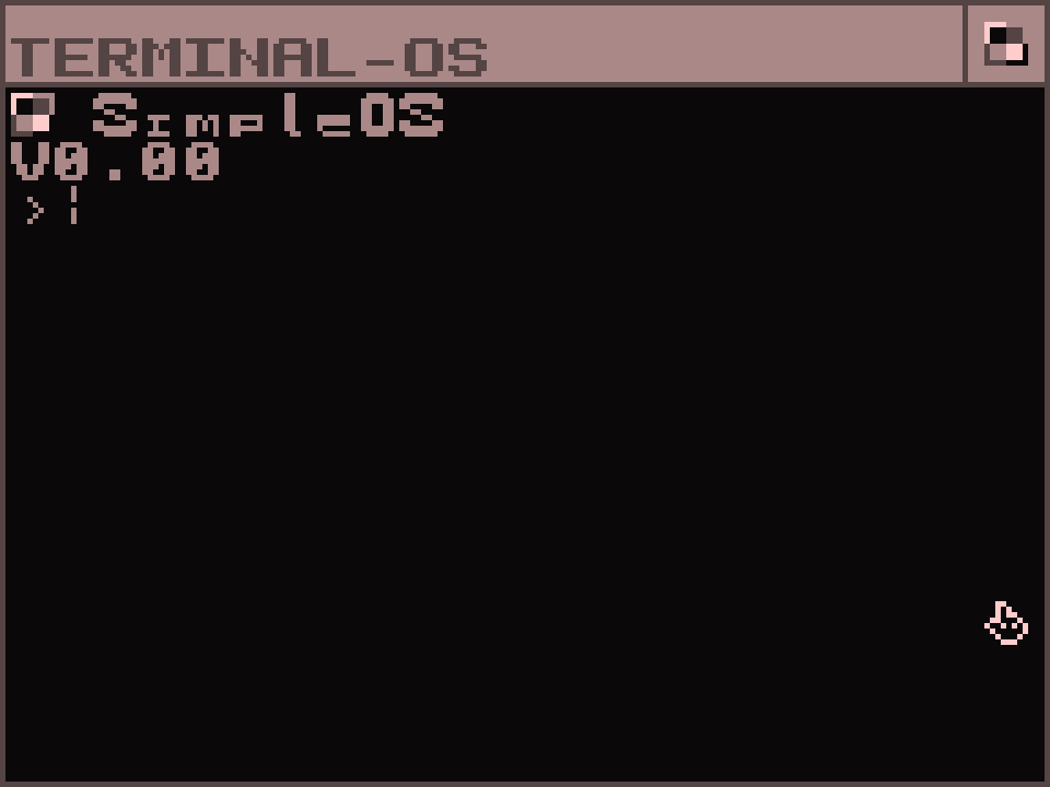 A classic terminal greeting the user to SimpleOS.